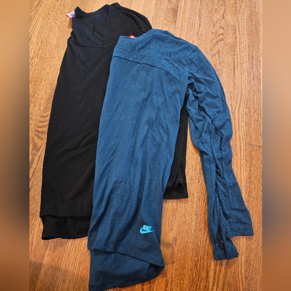 Bundle of 2 Nike Black and Dark Teal Long Sleeve Athletic Tees